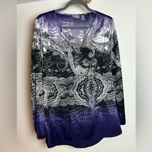 Chico's‎ Purple and Black Paisley Blouse